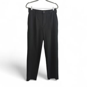 Uniqlo Black High Rise Tapered Leg Pleated Pants w Pockets & Drawstring Size M